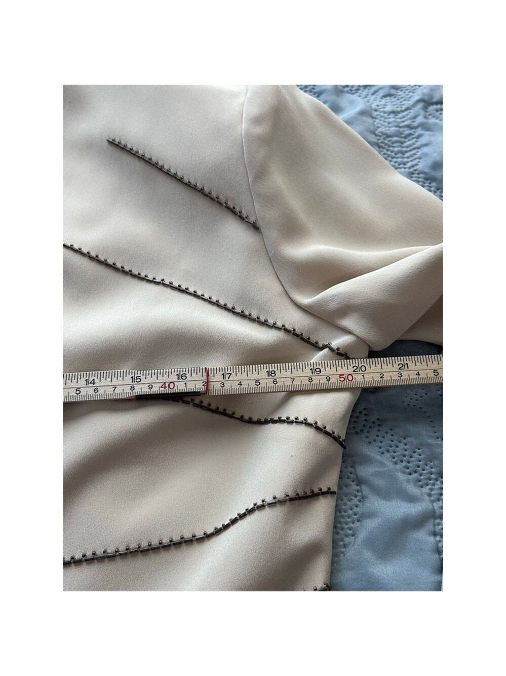 Rimini by Shaw Beige Silk Beaded Jacket & Skirt Set Size 12 - Picture 9 of 13